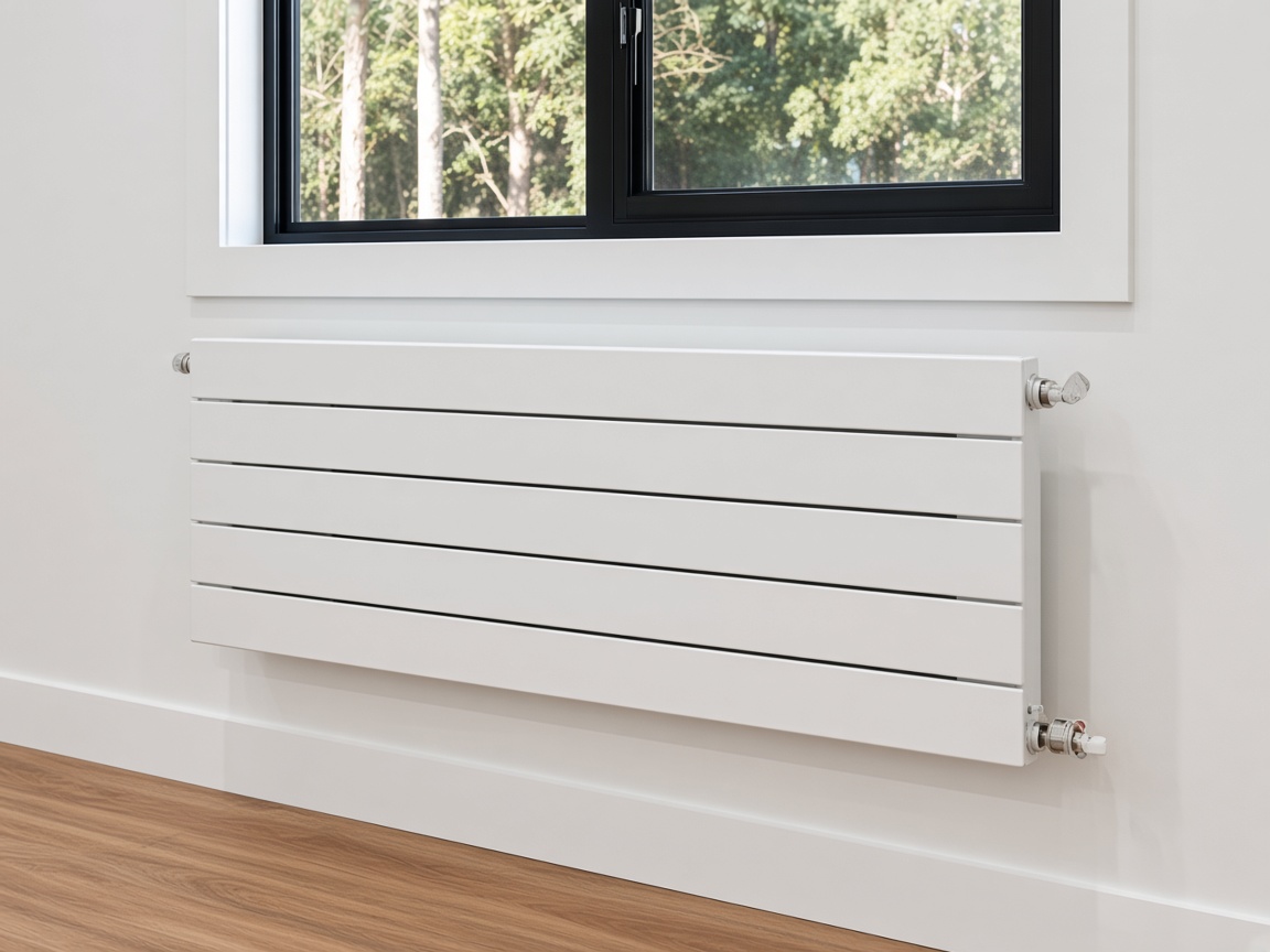 Weißer Heizkörper unter einem neuen Fenster