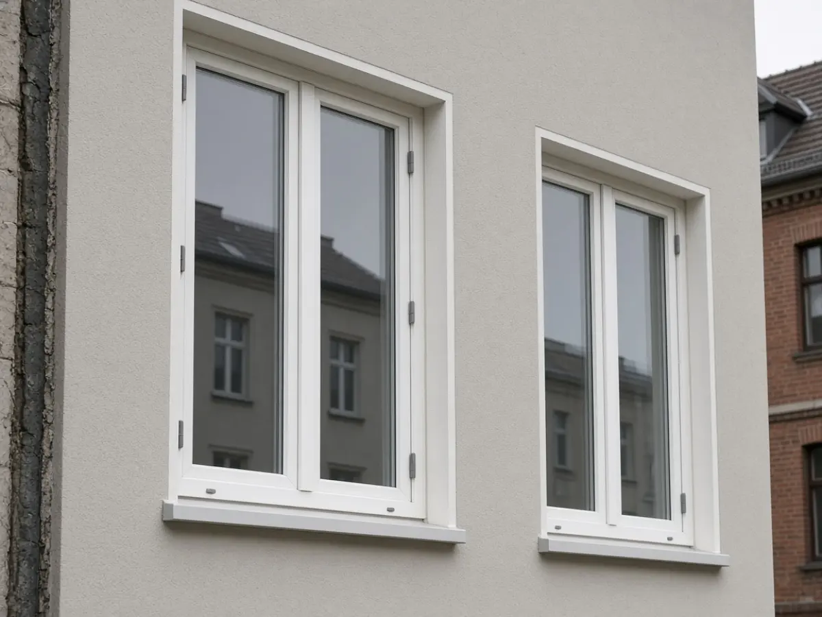 New anthracite windows in a freshly rendered facade